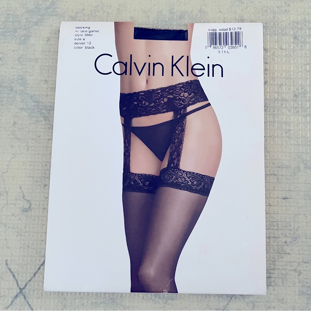 NWT Calvin Klein Stocking with Lace Garter